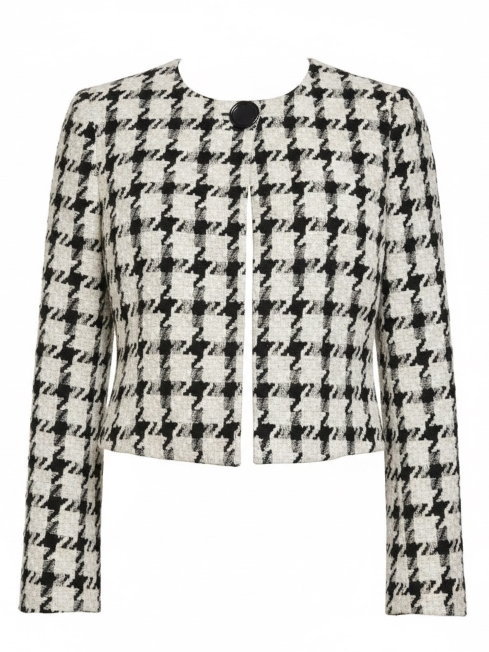 Larry Levine Womens Houndstooth Collarless Tweed Blazer Jacket Size 16 - Picture 2 of 12